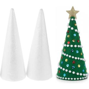 DOITOOL Cardboard Cones 3PCS White Craft Foam Cones for Crafts 12 Inch, Christmas Foam Tree for DIY Crafts, DIY Christmas Gnomes, Holiday Decor White Craft Balls