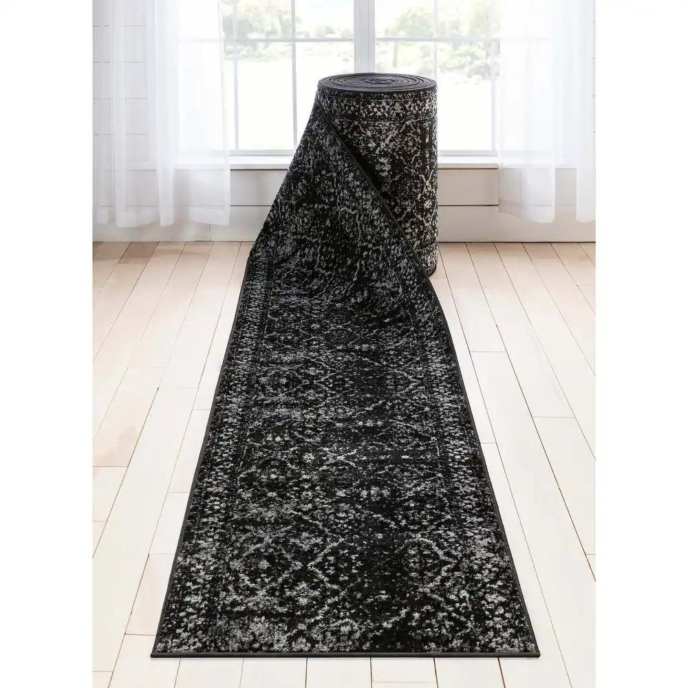 Runner 30 Inches Wide Zazzle Vintage Stair Long Runner Rug - 10 Feet - Black - Runner