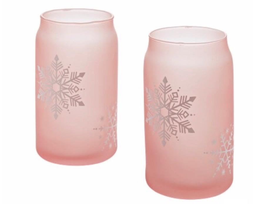Tabletops Gallery 2 Piece Snowflake Soda Can Glass Set - Pink