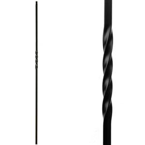 Single Twist Stair Iron Balusters (Contractor Pack of 15) Metal Balusters - Hollow 1/2" Square Metal Spindles Real Satin Black NOT Matte