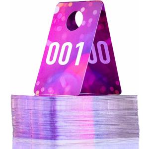 Plastic Number Tags, 1.97x3.15 Inch (5x8cm), Pink Spots - Normal and Reverse Mirror Image Cards for Live and Clothes Sales, Reusable (1-200)