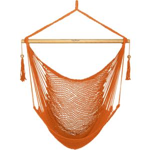 JoyView Hammock Chair with Spreader Bar Caribbean Hammock Swing Chair 300 LBS Weight Capacity XL Rope Hanging Chair for Outdoor Indoor Garden Yard - Orange
