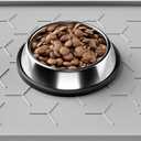 Pieviev 16''x12'' Dog Cat Food Bowl Mat, Silicone Waterproof Food Grade Pet Food Mat for Floor, High Raised Edge to Prevent Spills, Non-Slip & Easy Clean Pet Placemat for Dog & Cat Bowls, Light Gray