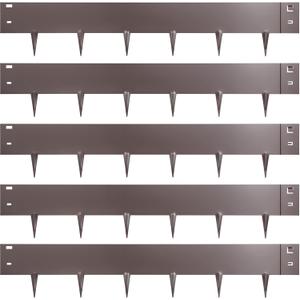 TMEE Landscape Edging Border 40 inch Strips, 6 inch Depth Hammer in Metal Edging for Landscaping, Backyard/Lawn/Garden/Playground, 5 Pack (Brown)