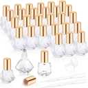 30 Pcs 8ml/0.27oz Essential Oil Roller Bottles Glass Polygonal Roller Bottles Empty Cosmetic Vials Containers with Stainless Steel Roller Balls for Travel Perfume Essential Oil, 2 Dropper, 1 Funnel