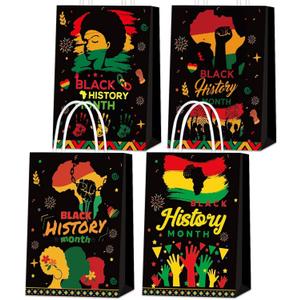 HABDJILTY 20Pcs Black History Month Gift Bags,Black Gift Bags Decorations for Black History Month Party Supplies Gifts