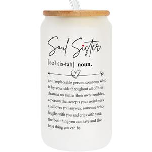 Friendship Gifts for Women Friends, Gifts for Friends Female, Gifts for Best Friend - Gifts for Sister - Sister Birthday Gifts - Galentines Day, Valentines Gifts for Friends - 16 Oz Can Glass