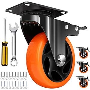 QNCZ 4" Caster Wheels, Outstanding Casters Set of 4 Heavy Duty, Silent Industrial Casters, Locking Casters Wheels for Furniture, Castor Wheels for Cart, Workbench.