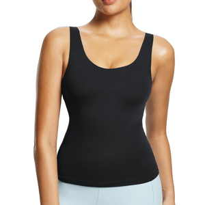 baleaf Freeleaf Women's Longline Sports Bra, Molded Cup Workout Tank Yoga Tops Built in Bra Athletic Camisole, L-XL