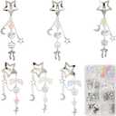 SUNNYCLUE 1 Box DIY 6 Sets Star Tassel Hair Clips Making Kit Hairclip Pack Stars Moon Bowknot Cute Hairpins Hairclips With Beaded Tassels Hairpin Accessories for Women Braid Long Short Thin Thick Hair