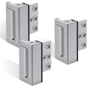 3Pack Home Security Door Reinforcement Lock, Childproof Door Lock Defender, High Security to Home Prevent, Aluminum Construction Finish (3)