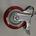 Finnhomy Swivel Caster Wheels 4 Inch Threaded Stem Casters Set of 4 Heavy Duty 3/8"-16 x 1 with Brake Polyurethane Industrial Locking Castors Wheels for Cart/Furniture 2200 Lbs Smooth Casters, Red