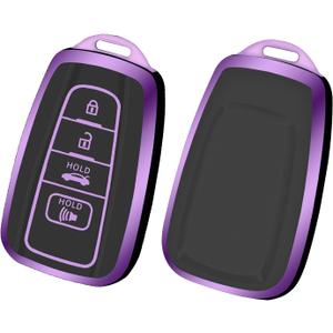 For Toyota Key Fob Cover, TPU Key Fob Case Cover Fits for Toyota Highlander RAV4 Camry Corolla 4 Runner Avalon C-HR Prius GT86 Tacoma Car Accessories Smart Key Holder, Black