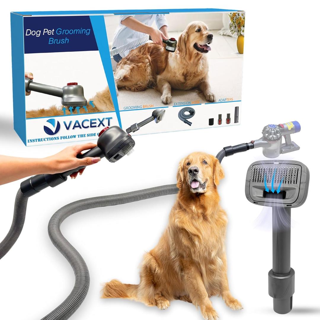 Dog Pet Grooming Brush & Extension Vacuum Hose compatible with Dyson V7 V8 V10 V11 V15 Vacuums with Quick Release Converter Adapter Groom Tool Attachment