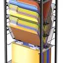 8 Tier Rolling Cart Work As Office File Cart Organization, Teacher Cart, Mobile Bookshelf Carts Or Hanging File Folders on Lockable Wheels, Paper Letter Storage for Home Office, School