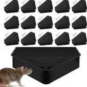 16Pcs Mouse Bait Station with Keys for Indoor Use Mice Bait Stations for Rodents, Reusable Mice Poisoning Outdoor Rat Bait Blocks, Friendly for Children & Pets (Black)