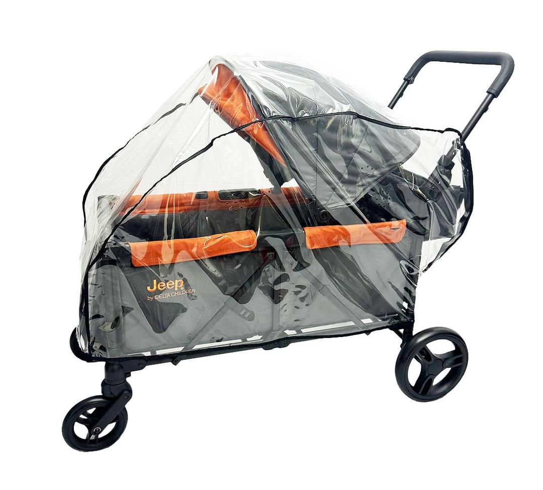 SASHA'S Rain and Wind Cover for Jeep Sport All-Terrain Stroller Wagon, Clear Design, Ventilation Holes, Maximum Coverage Made in USA (Stroller not Included)