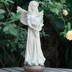 Angel Statue for Garden - 16.3 inches Guardian Solar Garden Statues with Solar Lights, Angel Figurines Gardening Gifts for Mother Grandma Lawn Outdoor Ornaments Figurines for Outdoor Decor