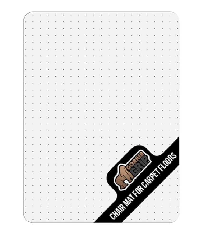 Office Chair Mat for Carpet Floor, Stopper 32 in Gray, Easy Install, Mat Size 32.5x48 No Lip Clear, No Divot