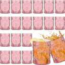 Qinyoung 24 Plastic Vintage Drinking Glasses 8.5oz Stemless Retro Embossed Wine Glasses Shatterproof Reusable Cups for Baby Shower Wedding Reception Grand Event Party (Pink)