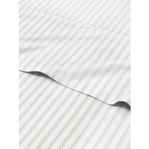 Grey Striped Sheets - 1 Flat & 1 Fitted Sheet & 2 Pillowcases w/ Deep Pockets - Comfy, Cozy, Wrinkle & Fade Resistant - Ultra Soft, Breathable and Cooling - Luxury Pinstripe Bedding - Queen Size (33 - French Country)