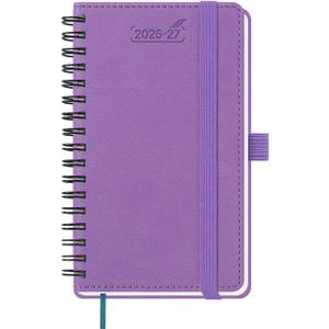 BEZEND Pocket Planner 2026-2027 Weekly and Monthly (3.5" x 6") 18 Months Small Academic Calendar (Jul 26-Dec 27) for Students, Work & Home, Storage Pocket, Spiral PU Leather Softcover -Lavender