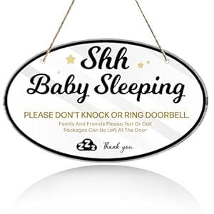 Shhh Baby Sleeping Decorative Sign For Front Door，Please Do Not Knock Or Ring Doorbell Sign, Baby Sleeping Door Sign, No Knocking Door Decorate, No Soliciting Do Not Knock