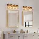 maesta Bathroom Gold Vanity Light Fixtures, 4-Light Gold Bathroom Light Fixtures Over Mirror, Sconces Wall Lighting with Elegant Metal Lampshade for Living Room, Bedroom, Hallway