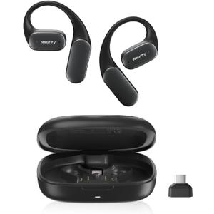 MemPod Fit 2 Open Ear Bluetooth Headphones, Wireless Earbuds with Dongle, Up to 45H Playtime with Charging Case, Deep Bass, Ultra Comfort, Dual Connection, Air Conduction, for Phone/Mac