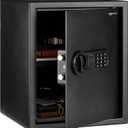 Amazon Basics Steel Home Security Safe with Electronic Keypad, Programmable Combination Lock for Documents, Jewelry, Valuables, Removable Shelf, 1.52 Cubic Feet, Black, 13.8"W x 13"D x 16.5"H