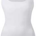 EUYZOU Women's Tummy Control Shapewear Tank Tops Seamless Square Neck Compression Tops Slimming Body Shaper Camisole (XX-Large, White)