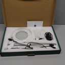 Magnifying Glass with Light and Stand, 3 Color Modes Stepless Dimmable, 5-Diopter Glass Lens, Adjustable Swivel Arm, LED Magnifier Desk Lamp for Close Work, Repair, Crafts, Reading - Long