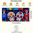 Day of The Dead Garage Door Cover 13x6Ft Dia de Los Muertos Couple Skeleton Banner Colorful Sugar Skull Garage Decoration Mexican Halloween Decor Romantic Skeleton Backdrop Decoration