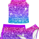 uideazone Girls 3 Piece Bathing Suit Summer UPF 50+ Racerback Swimsuit with Shorts Beach Tankini Sets 12 Years