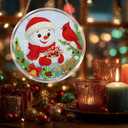 Eiflow Glass Christmas Diamond Art Hanging Kit for Adults, DIY Stained Glass Diamonds Painting Door Hanger Board Kit, Crystal Diamond Art Painting Pendant Ornament Full Drill (Snowman and Cardinal)