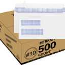 500 Pack #10 Double Window Security Self-Seal Envelopes - Suitable Size for Multiple Business Statements, Quickbooks Invoices, and Return Envelopes, Size 4-1/8 x 9-1/2 - White - 24 LB