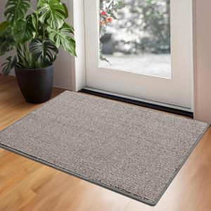 GRANNY SAYS Front Door Mat Indoor Entrance, Indoor Doormat Non Slip Washable, Low Profile Welcome Mat Outdoor, 36" x 24" Resist Dirt Absorbent Outdoor Mats for Front Door, Entryway, Grey Beige Mats