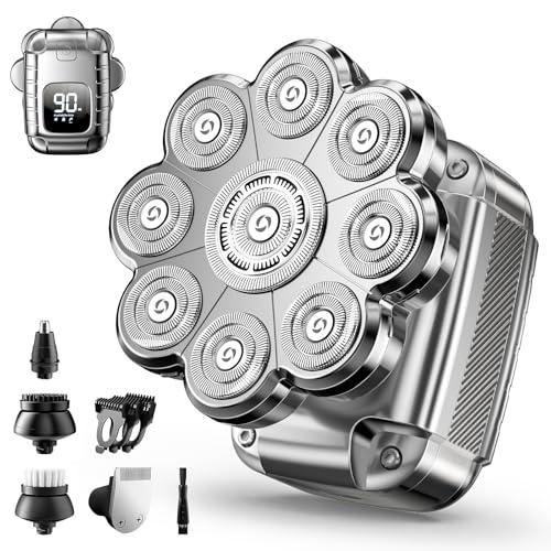 UltraCaput 9D Head Shavers for Bald Men, 5 in 1 Detachable Head Shaver with LED Display, IPX7 Waterproof Wet Dry Rechargeable Electric Shavers for Men Grooming Kit for Home & Travel