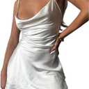 Solid Colour Spaghetti Strap Satin Dress Sexy Women Sleeveless One-Piece Slip Dress for Summer Club Party Wear Lady Mini Dress Comfortable