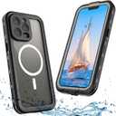 ShellBox Case compative with iPhone 15 Pro Max,Waterproof Case with Built-in Screen Protector, Shockproof Cover Heavy Duty Wireless Charging Case for iPhone 15 Pro Max 6.7 inch (Black)