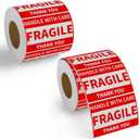 2" x 3" Handle with Care Fragile Stickers for Shipping and Moving, 500 Labels per Roll, Permanent Adhesive Fragile Labels - 2 Rolls