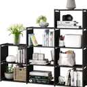 MOYIPIN Bookshelf, Assembled Storage Rack, Bedroom Living Room Vertical Cabinet Bookshelf, Double Row 9-Grid Multi-Functional Storage Equipment (Black)