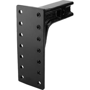 Pintle Hook Hitch Mount, Adjustable 6 Positions for 2-1/2-Inch Trailer Hitch Receiver, 20,000 lbs Capacity, 12-1/2" Height Plate, 10-3/4" Shank, Black Carbide Powder Coat