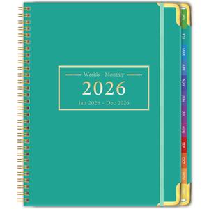 Planner -2026, Hardcover Weekly & Monthly Calendar Planner, January 2026 - December 2026, 8.5" x 11", Daily Agenda Book with Colorful Tabs, College Organizer Notebook, School & Work Supplies for Student Teacher Classroom