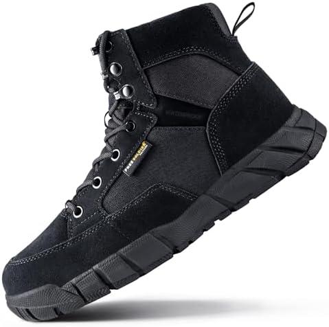 FREE SOLDIER Men's Durable Work Boots 6 Inches Lightweight Waterproof Hiking Boots Suede Leather Tactical Boots, Size 9