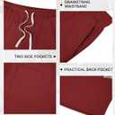 Men's Corduroy Shorts Casual Elastic Drawstring Lightweight Summer Beach Shorts with Pockets (Red, M)