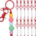 PATIKIL Beadable Keychains, Metal DIY Beaded Keychain Making Kit with Key Rings Blank Chain Bar (Red)