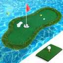 Floating Golf Green for Pool, Floating Putting Green for Pool, Lake with Ball Retriever & Anti-Drift Ropes, Golf Chipping Mat Set for Golfers to Compete and Improve Their Skills in Outdoor, 47x23"