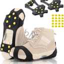 Ice Cleats Snow Grips, Non-Slip Traction Crampons 10 Steel Studs with Extra 20 Replacement Studs, for Shoes/Boots, Snow Ice Walking (XX-Large)