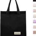 Easy-to-clean Corduroy Lunch Bag for Work, Women Reusable Lunch Tote, Insulated Large Capacity Lunch Box for Office & Travel, Leakproof & Lightweight (11" L x 5.3" W x 10" H)